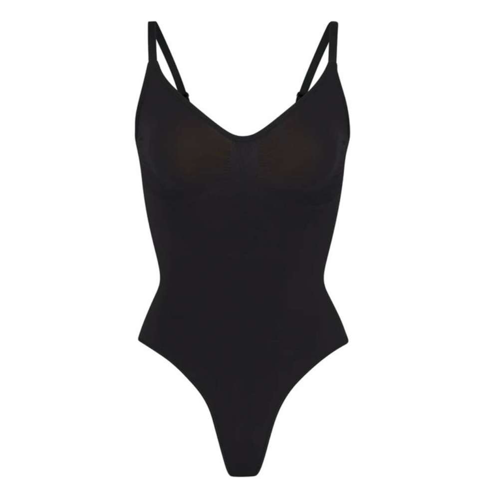 SKIMS Black Sculpting Thong Bodysuit